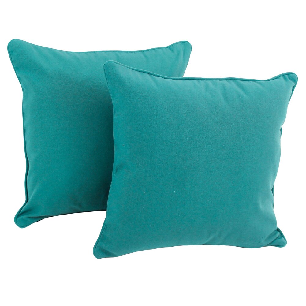 5949 Corded Microsuede Square Throw Pillow, 18", Aqua Blue 2 Count